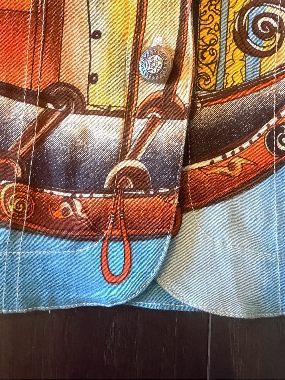 Italy Print stretch fitted jacket w/ scenes from Venice - Picture 7 of 10